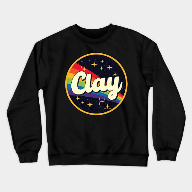 Clay // Rainbow In Space Vintage Style Crewneck Sweatshirt by LMW Art